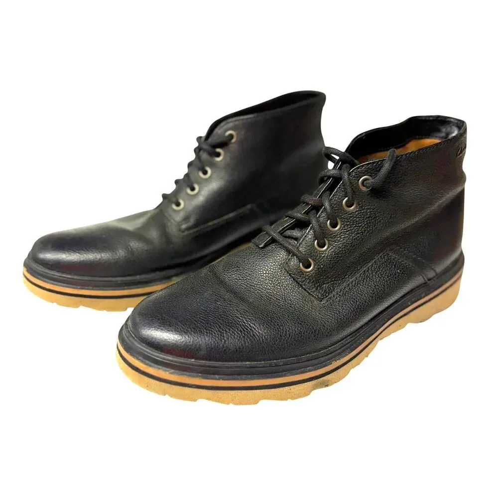 Clarks TOR ExtraLight Men's Black Leather Chukka Boots Size 9.5 (UK 8.5/EU 42.5)